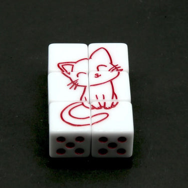 Cat on White Resin - 6pcs D6 RPG Dice Set